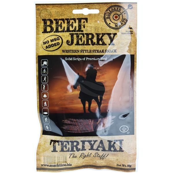 Bullseye Meats Beef Jerky Teriyaki, 50g